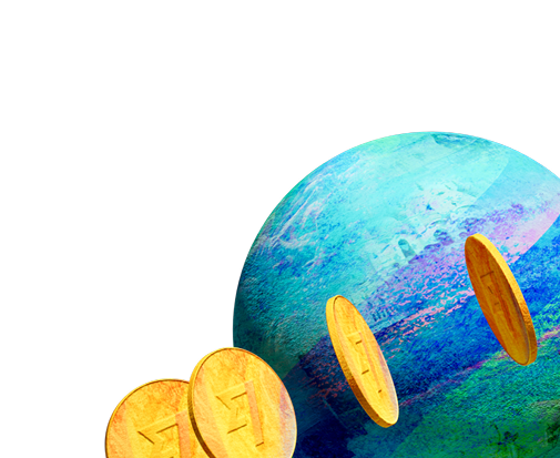 Globe with coins