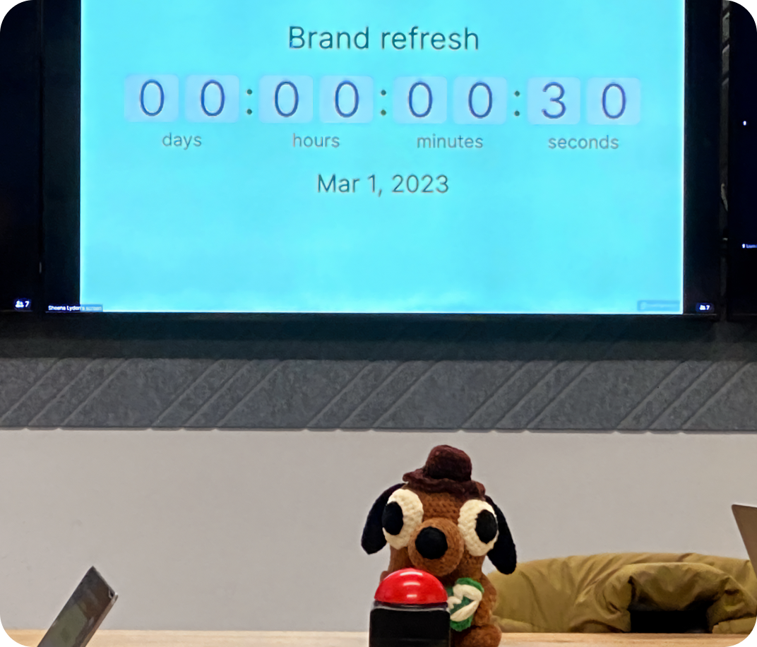 Question hound with the big red launch button and countdown